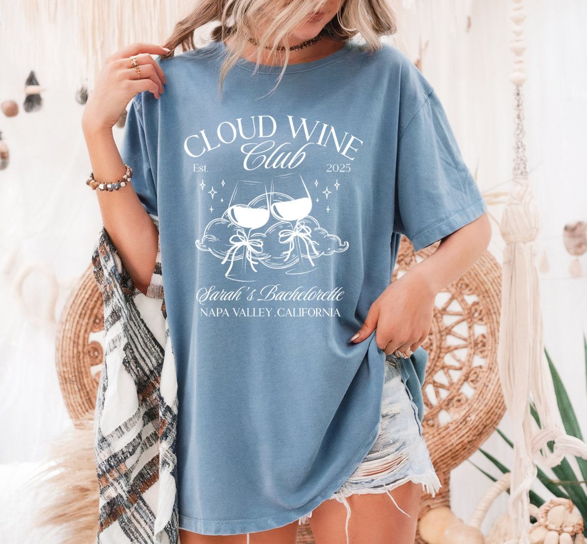 Cloud Wine Bachelorette T-Shirt β Sip, Celebrate, Repeat!