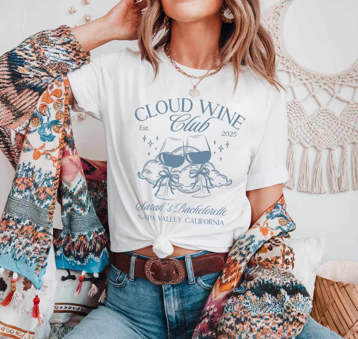 Cloud Wine Bachelorette T-Shirt β Sip, Celebrate, Repeat!