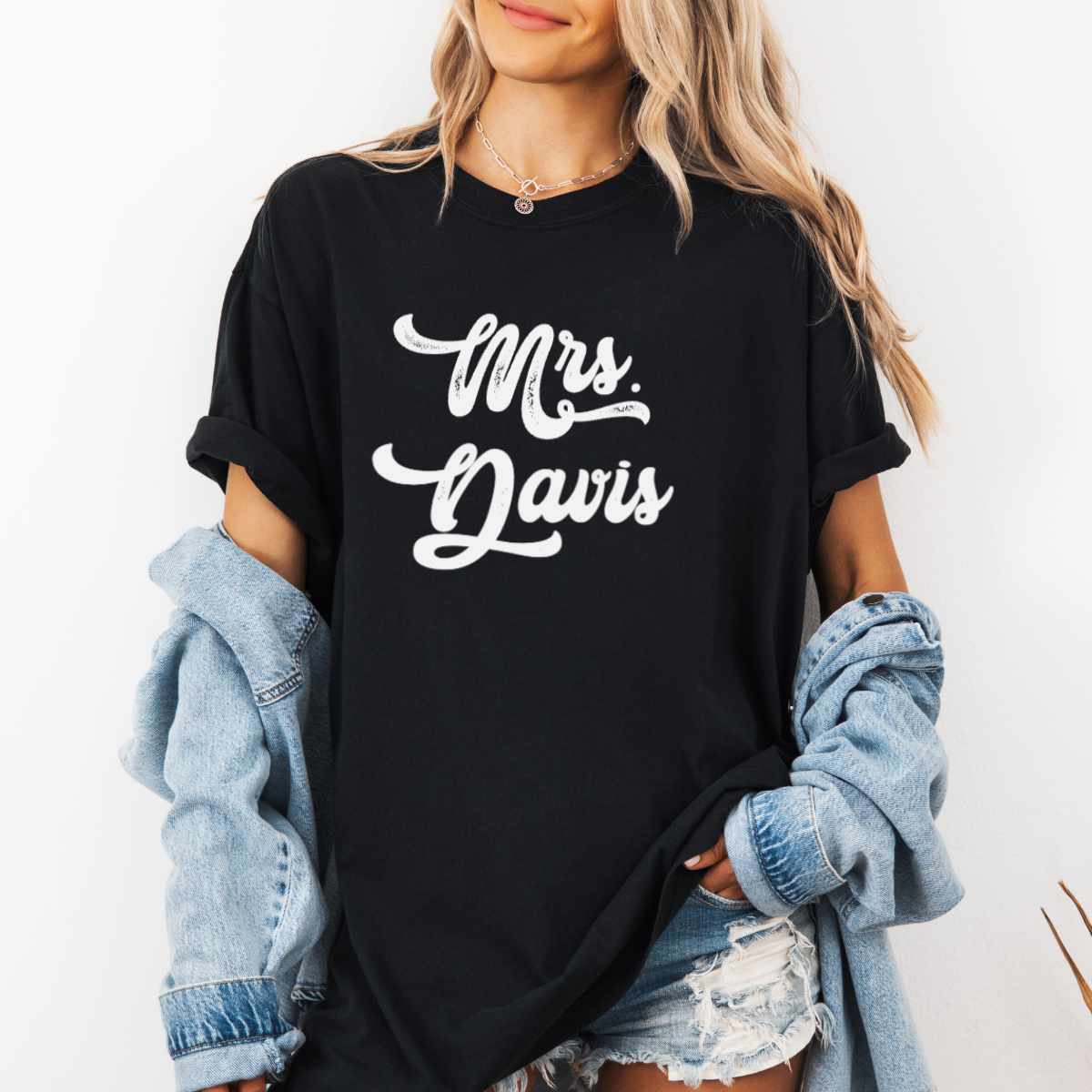 Personalized “Mrs.” T-Shirt – Custom Bridal Tee for the Newlywed Era