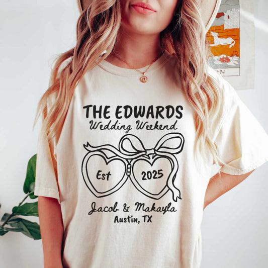 Custom Wedding Weekend T-Shirt – Personalized Couple & Location Tee
