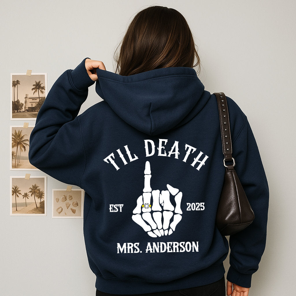 Til Death Couple Hoodies β Matching Mr. & Mrs. Skeleton Hand Wedding Hoodies