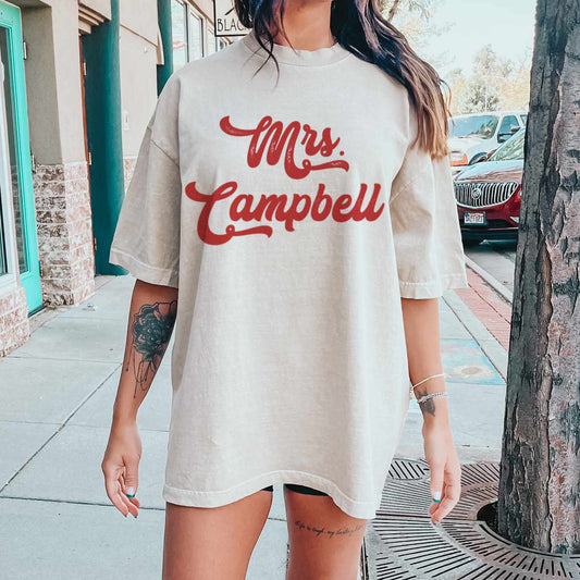 Personalized “Mrs.” T-Shirt – Custom Bridal Tee for the Newlywed Era