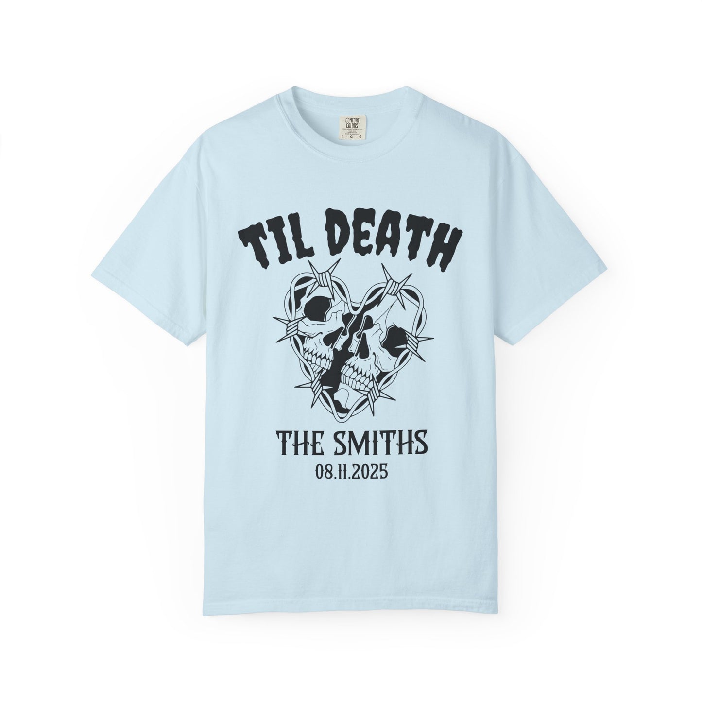 Til Death Personalized Skull Couple T-Shirt β Gothic Wedding or Anniversary Tee