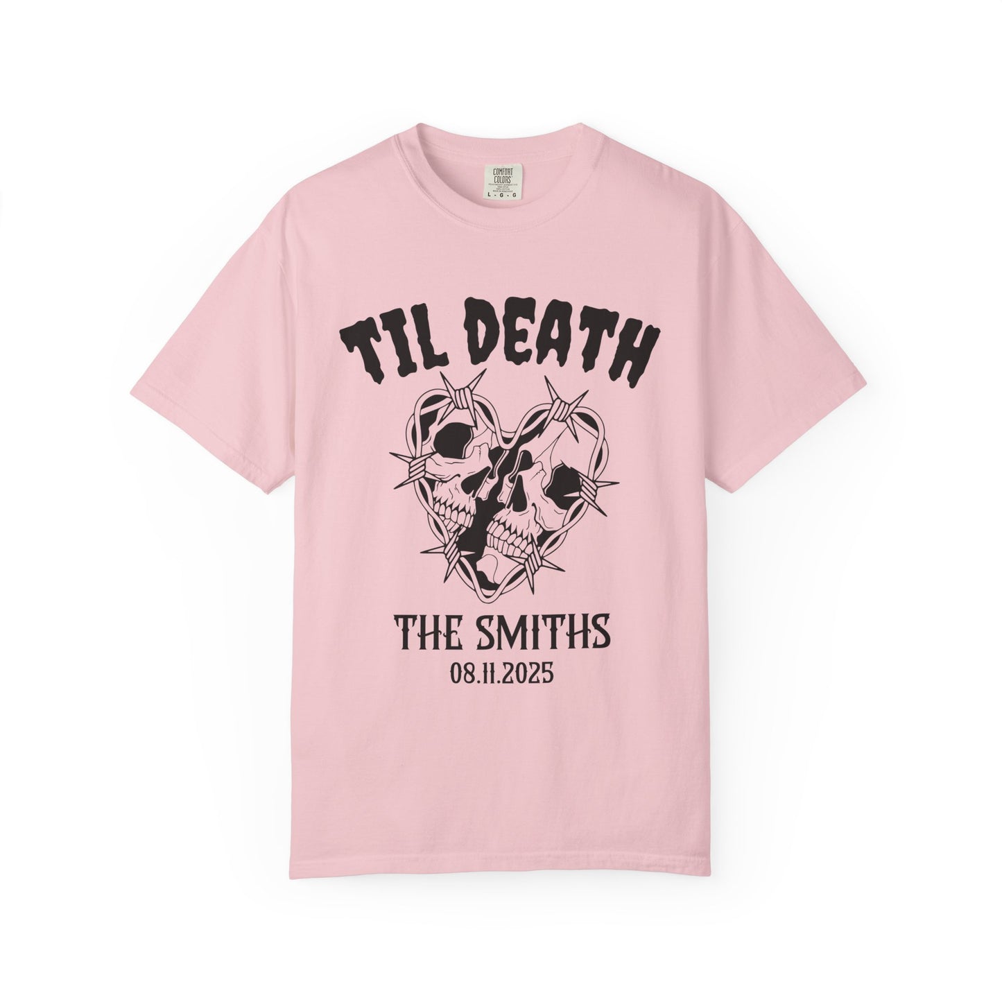 Til Death Personalized Skull Couple T-Shirt β Gothic Wedding or Anniversary Tee