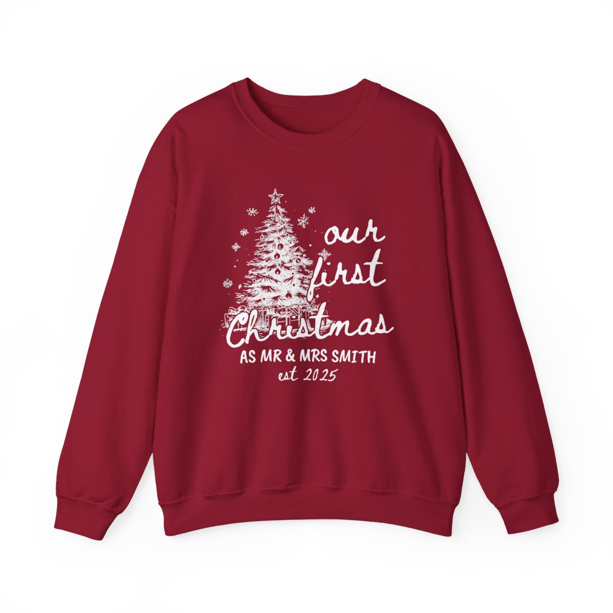 Our First Christmas as Mr. & Mrs. Sweatshirt – Personalized Newlywed Holiday Crewneck