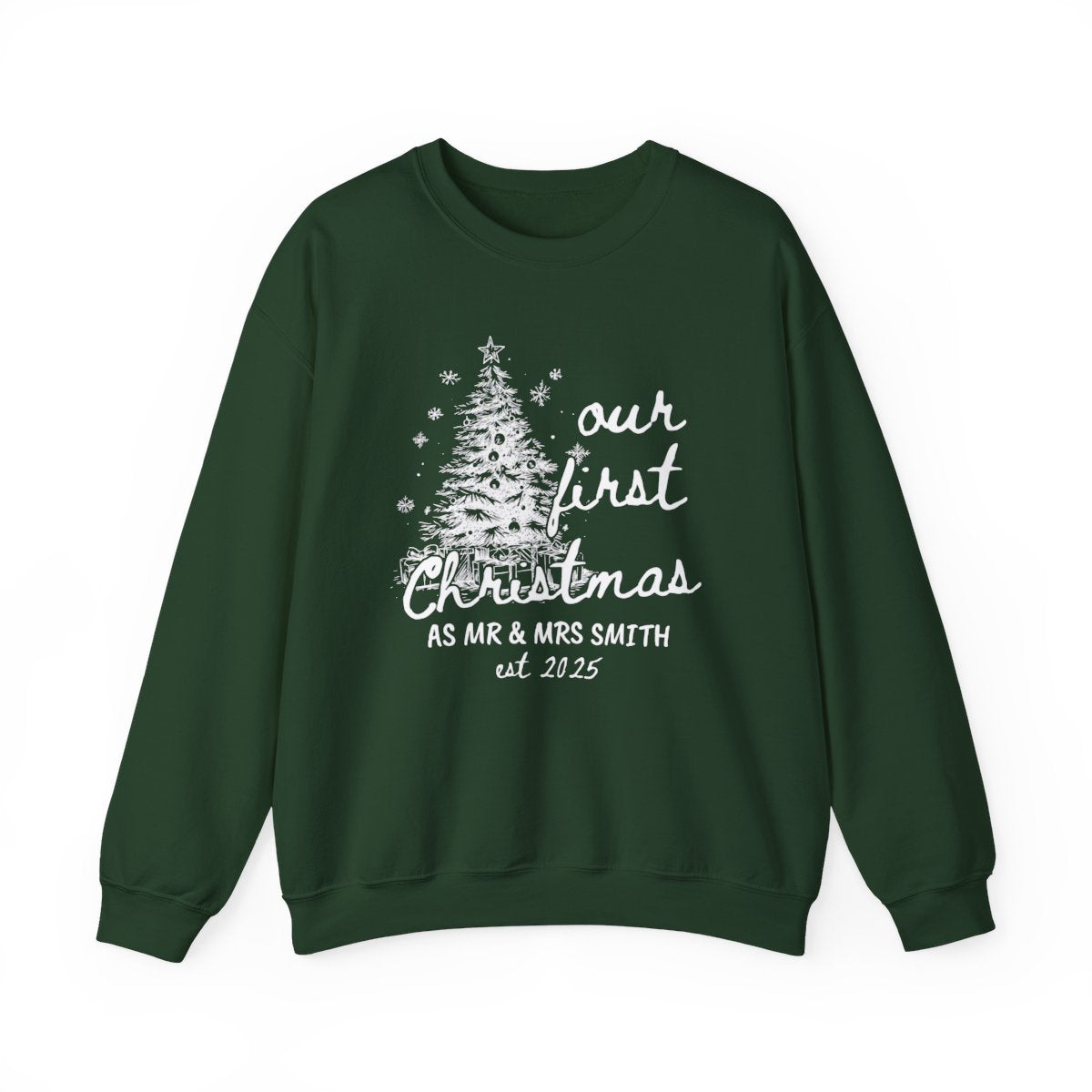 Our First Christmas as Mr. & Mrs. Sweatshirt – Personalized Newlywed Holiday Crewneck