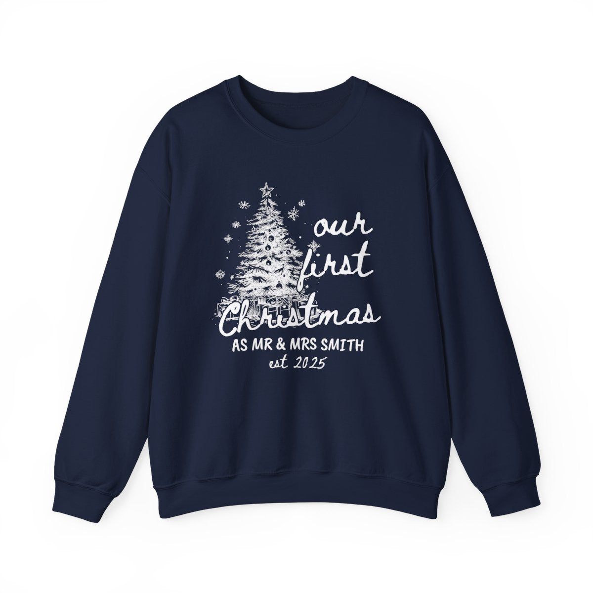 Our First Christmas as Mr. & Mrs. Sweatshirt – Personalized Newlywed Holiday Crewneck