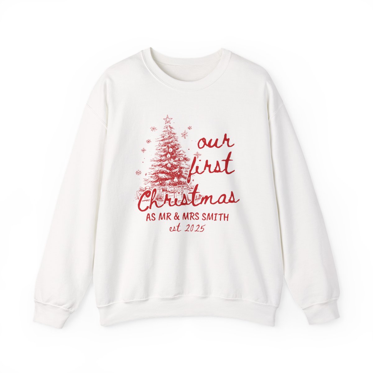 Our First Christmas as Mr. & Mrs. Sweatshirt – Personalized Newlywed Holiday Crewneck