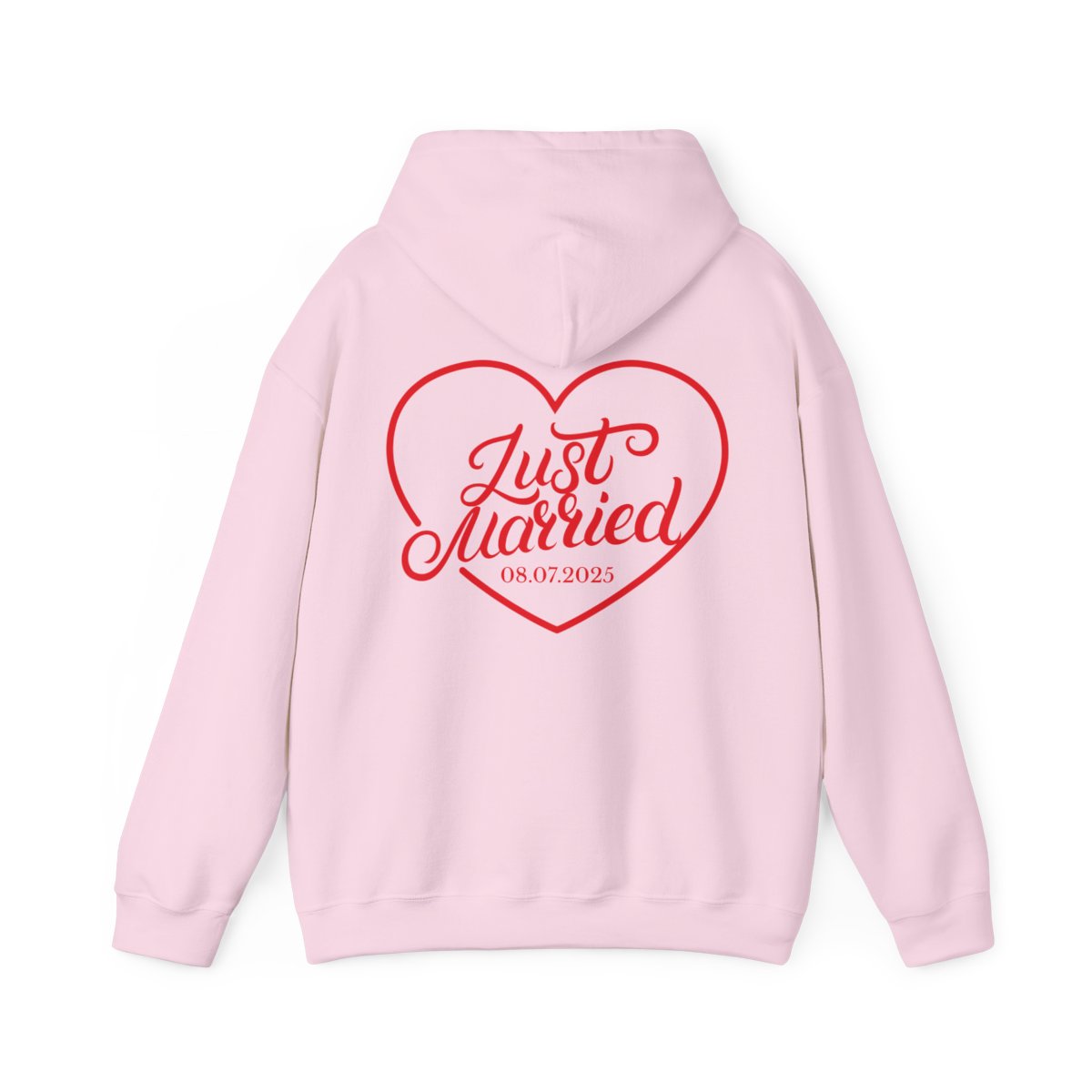 Just Married Hoodie – Personalized Newlywed Heart Design with Wedding Date