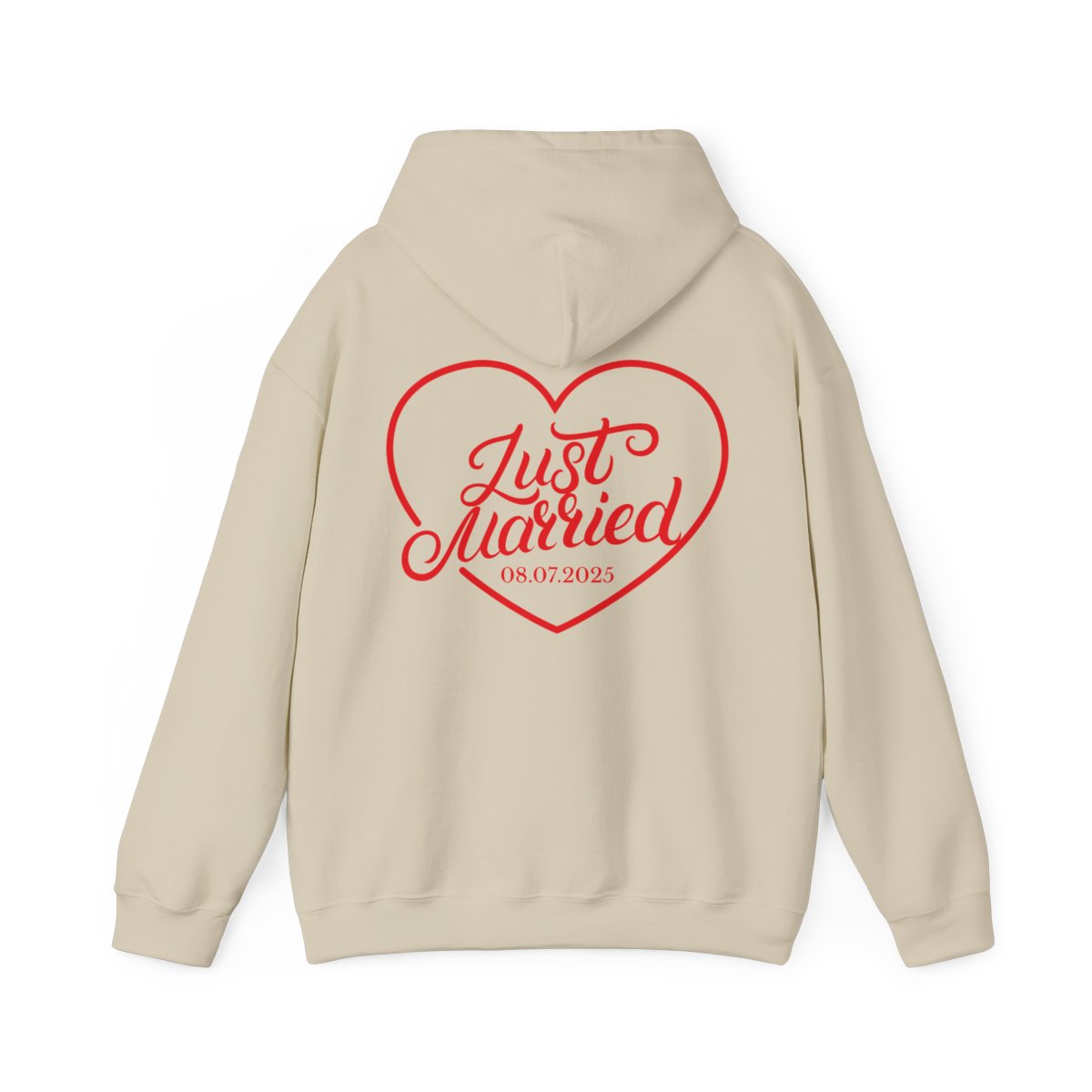 Just Married Hoodie – Personalized Newlywed Heart Design with Wedding Date