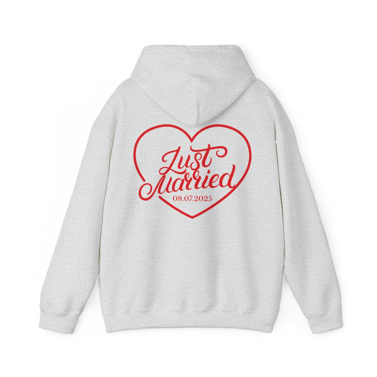 Just Married Hoodie – Personalized Newlywed Heart Design with Wedding Date