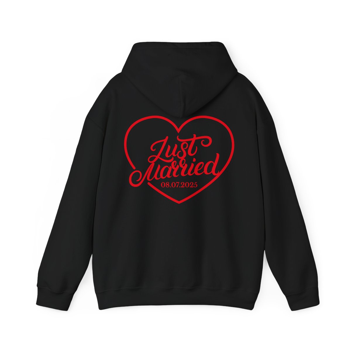 Just Married Hoodie – Personalized Newlywed Heart Design with Wedding Date