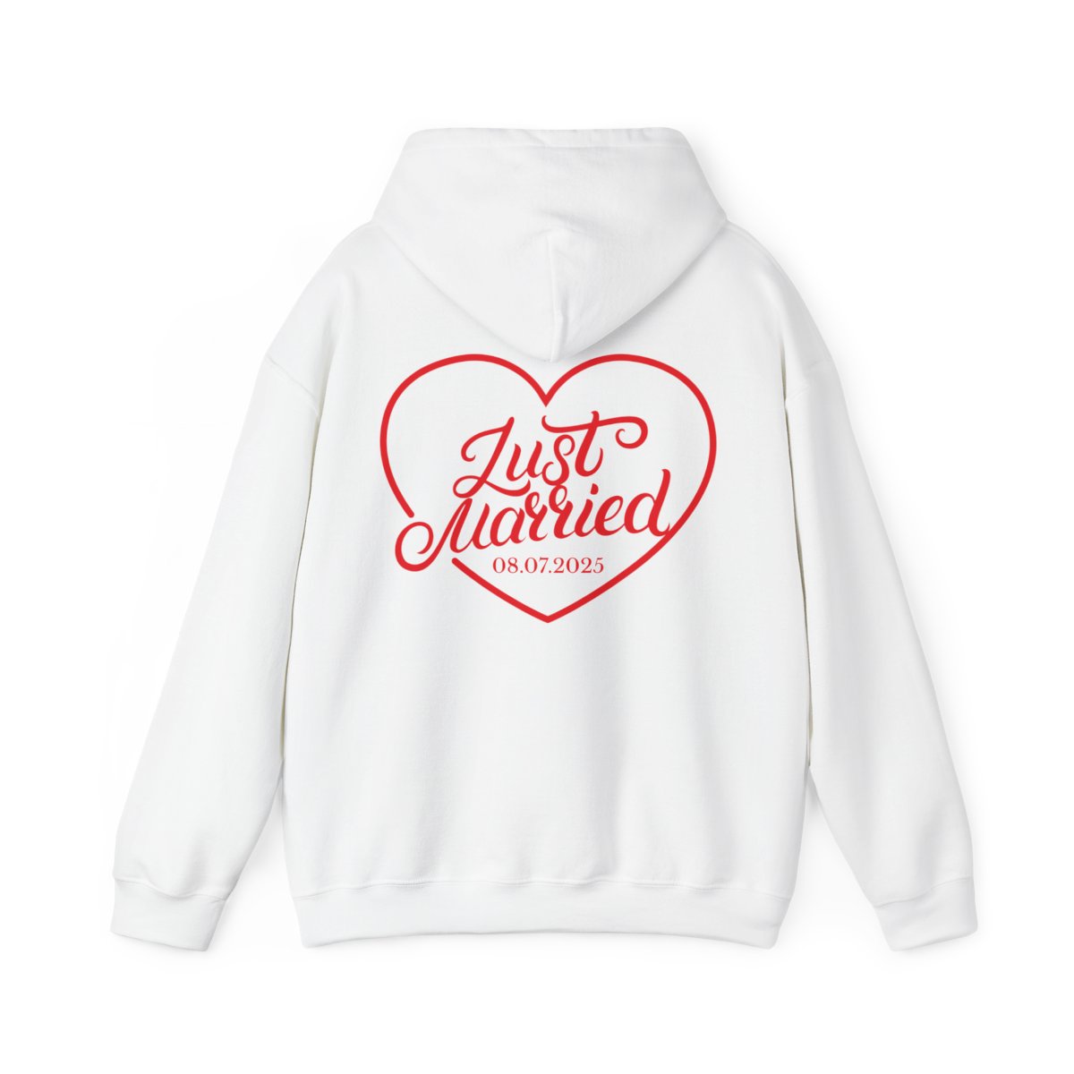 Just Married Hoodie – Personalized Newlywed Heart Design with Wedding Date