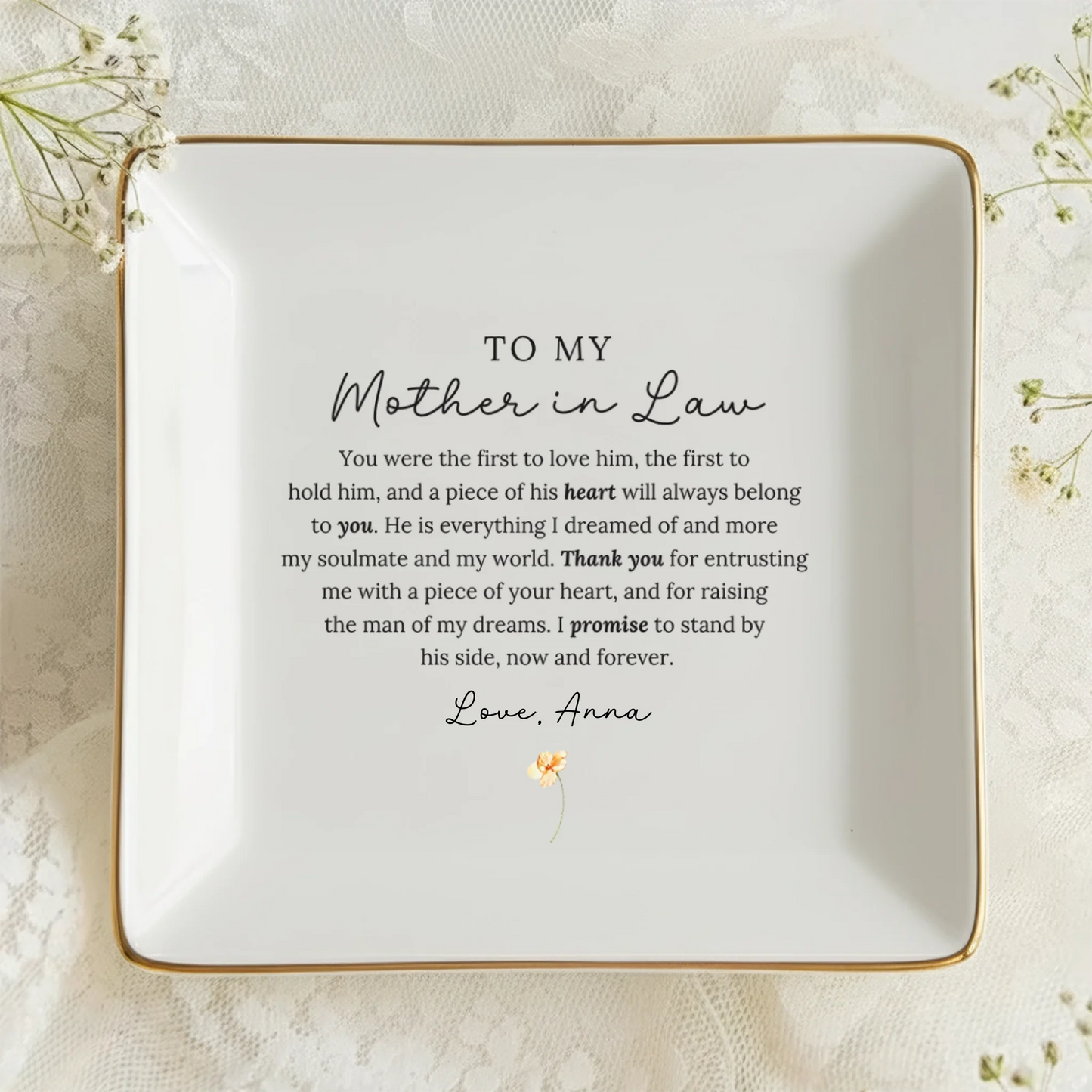 Personalized Mother-in-Law Ring Dish – Heartfelt Keepsake in 4 Elegant Shapes