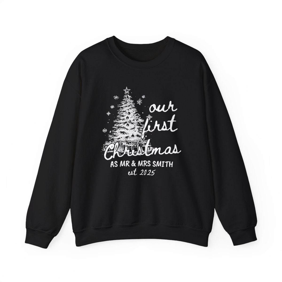 Our First Christmas as Mr. & Mrs. Sweatshirt – Personalized Newlywed Holiday Crewneck