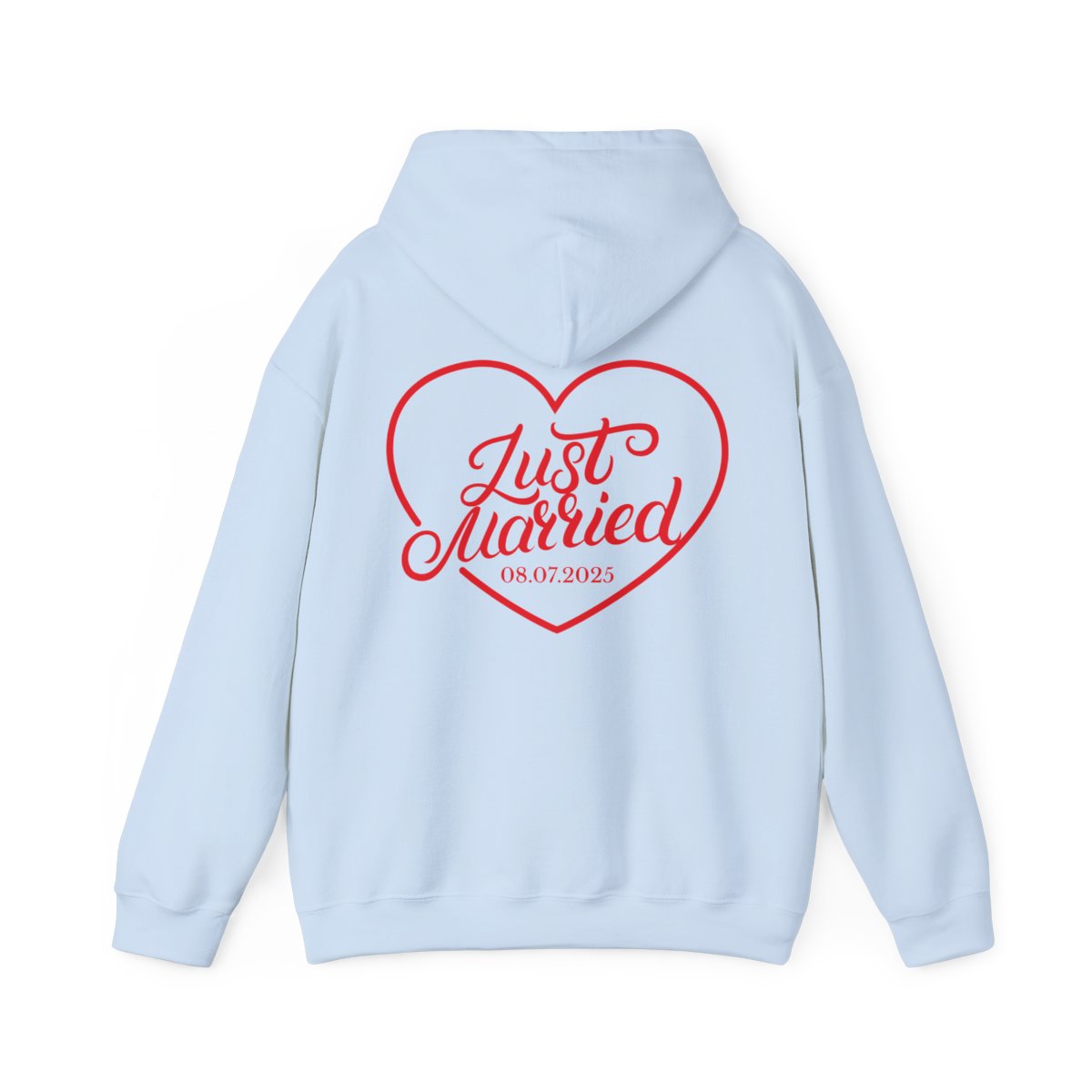 Just Married Hoodie – Personalized Newlywed Heart Design with Wedding Date